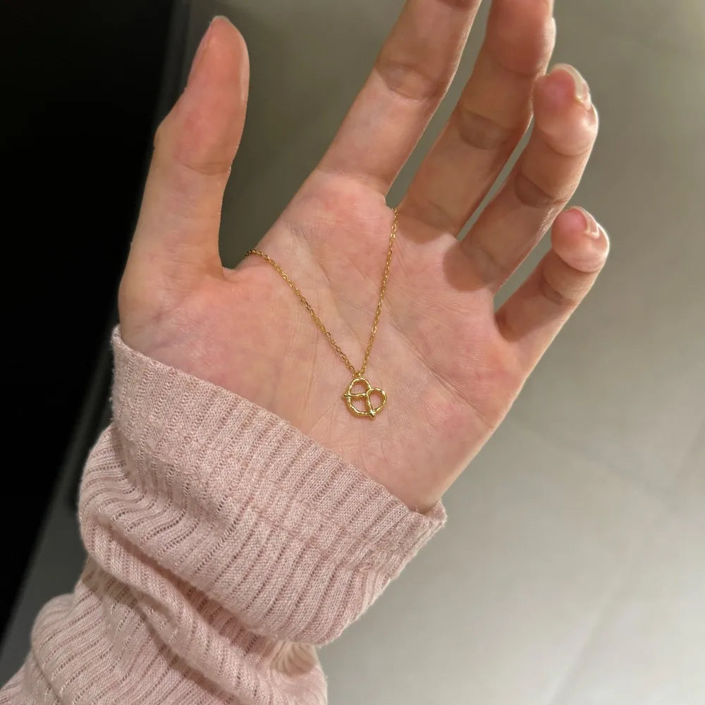 Silver Pretzel Pendant Necklace