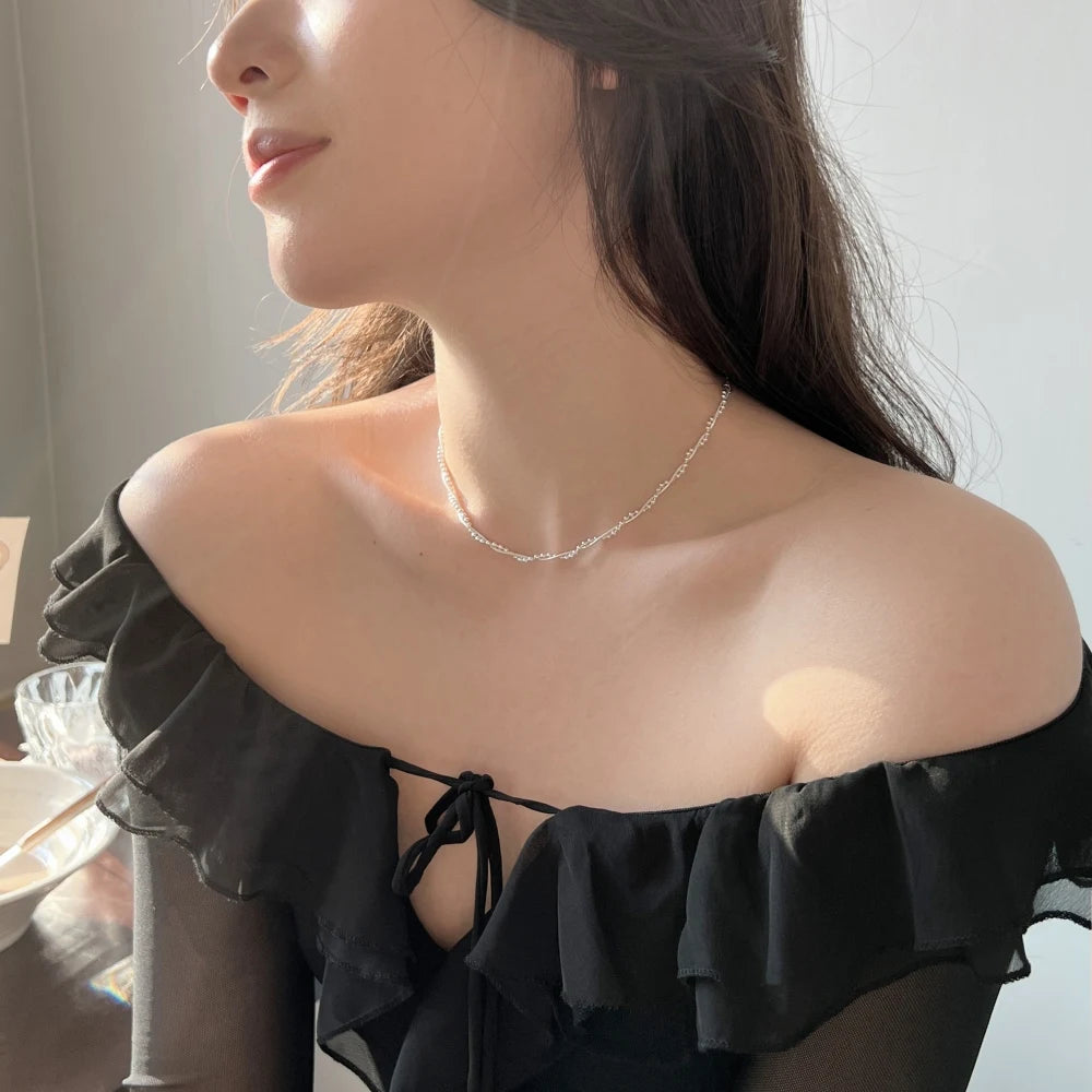 Silver Layered Bangles Beaded Necklace