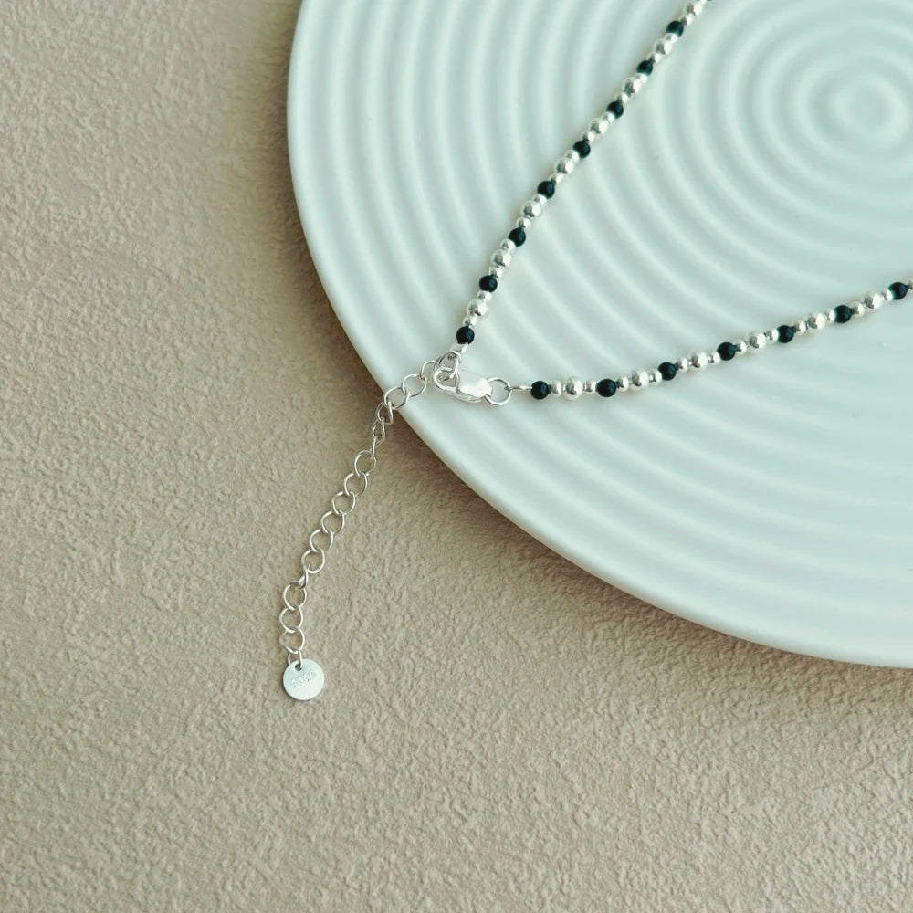 Silver Multi Shape Beaded Necklace