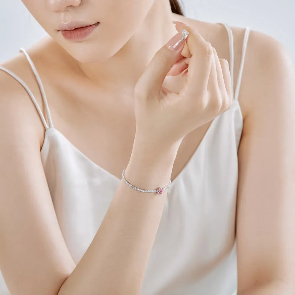 Silver Zircon Oval Cut Classic Tennis Bracelet