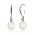 Silver Pearl Hook Drop Earrings