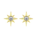 Silver Zircon Round Cut Starburst Ear Studs