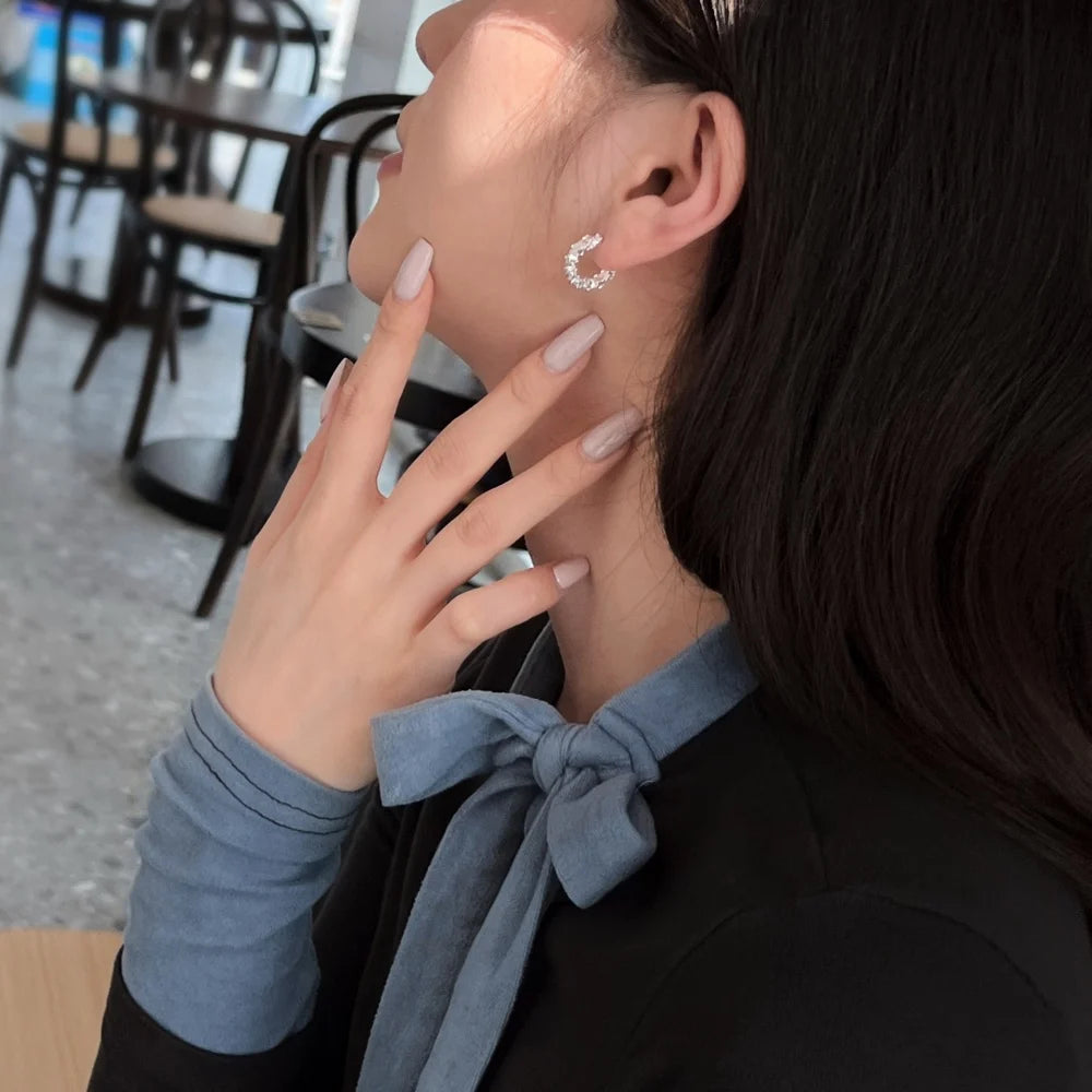 Silver Multi Shape Hook Ear Hoops