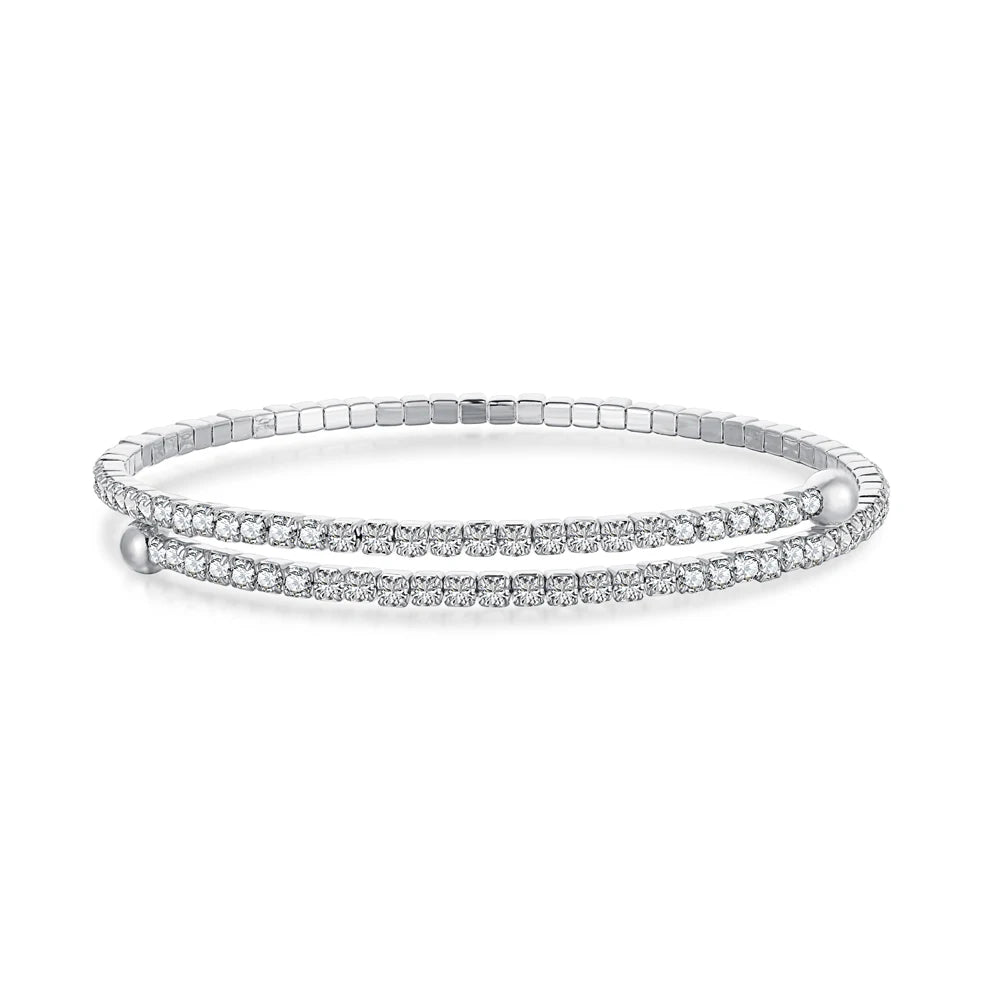 Silver Zircon Round Cut Squared Tennis Bracelet