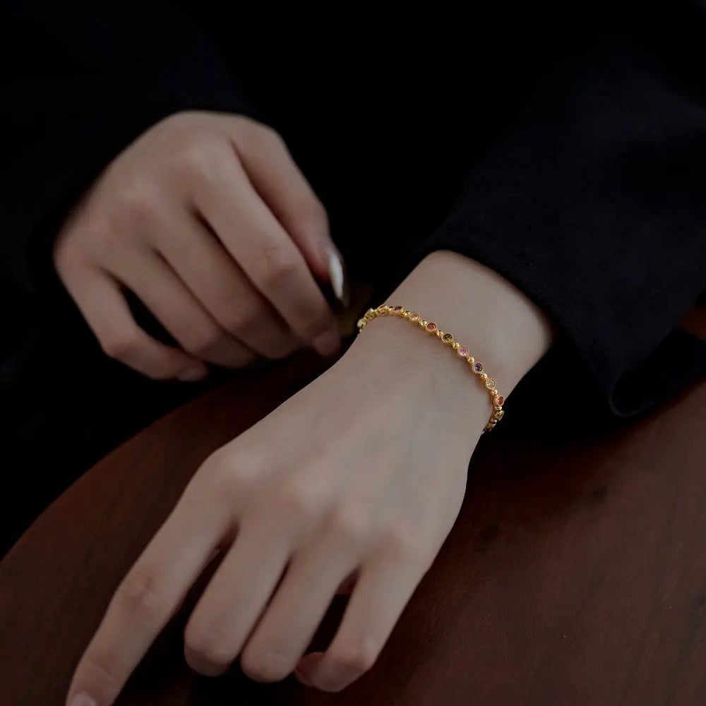 Silver Zircon Round Cut Circle Tennis Bracelet