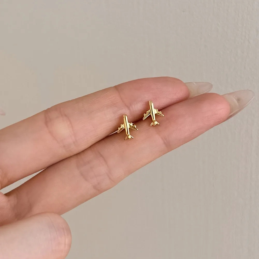Silver Plane Ear Studs