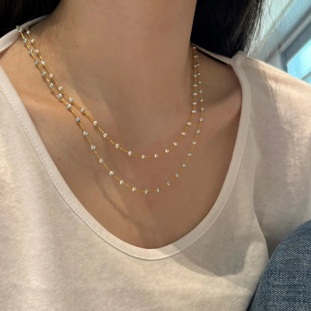 Silver Layered Disc Beaded Necklace