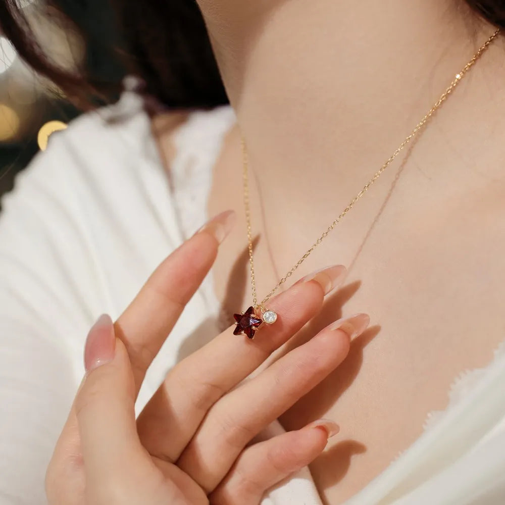 Silver Zircon Star Cut Single Pendant Necklace