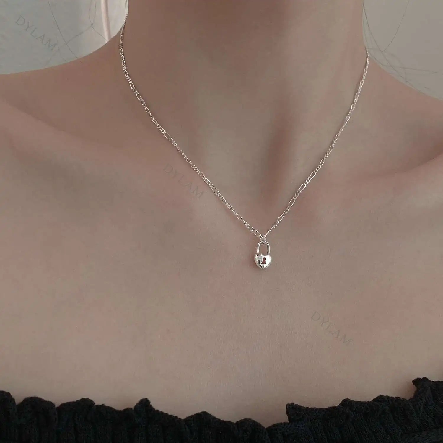 Silver Lock Pendant Necklace