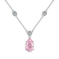 Silver Zircon Pear Cut Inlaid Tear Pendant Necklace