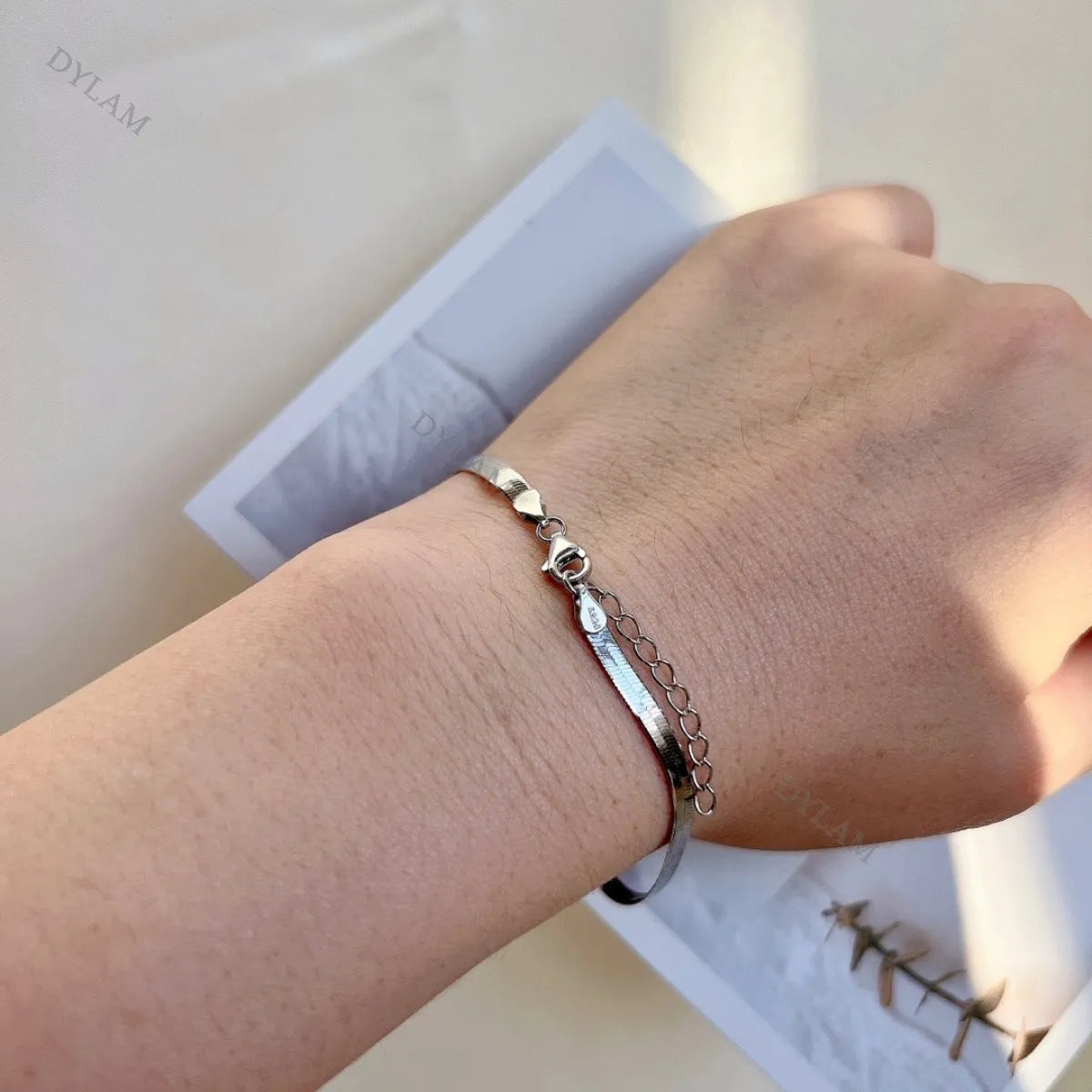 Silver Herringbone Chain Bracelet