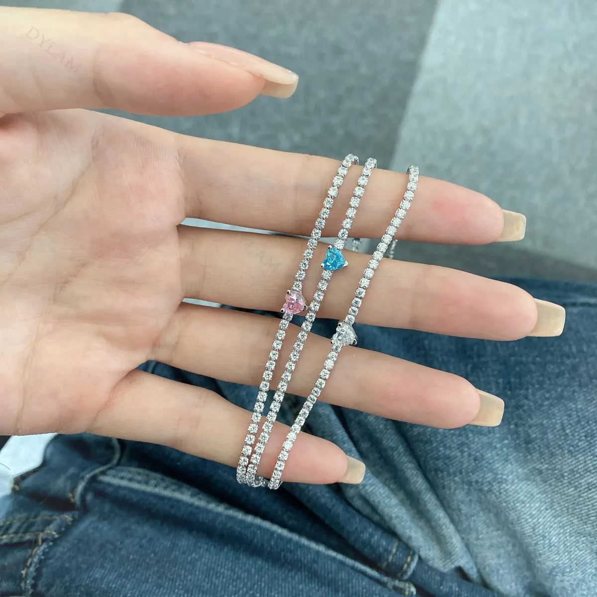 Silver Zircon Heart Cut Classic Tennis Bracelet