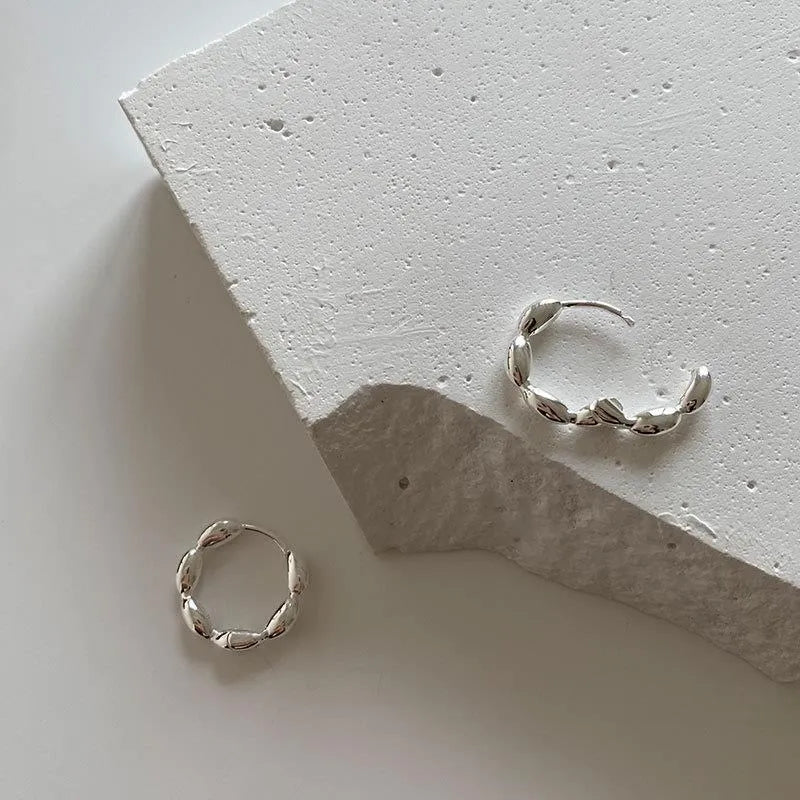 Silver Beaded Ear Hoops