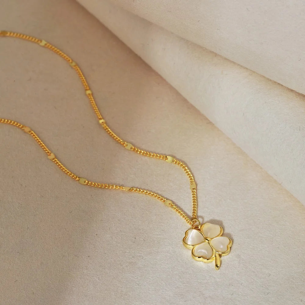 Silver 4 Leaf Clover Pendant Necklace
