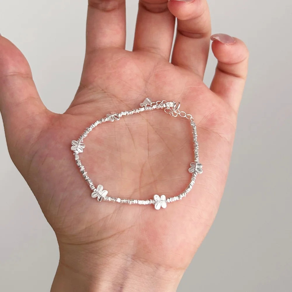 Silver Butterfly Beaded Bracelet