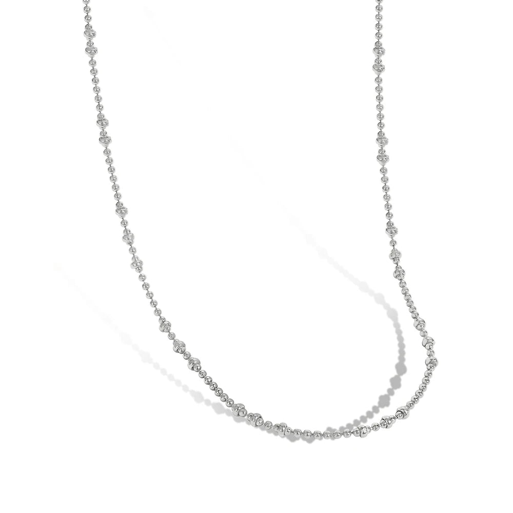 Silver Multi Shape Dots Beaded Necklace