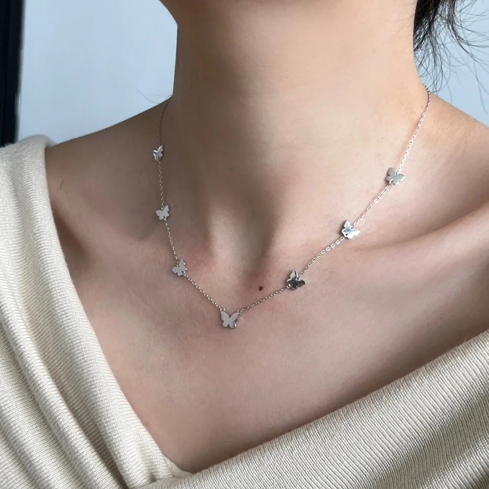 Silver Butterfly Chain Necklace
