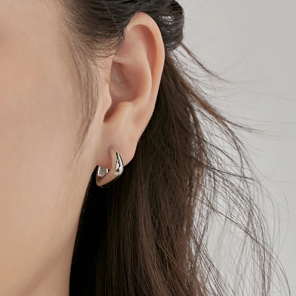 Silver Chunky Huggie Earrings