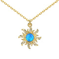 Silver Opal Round Cut Sunshine Pendant Necklace