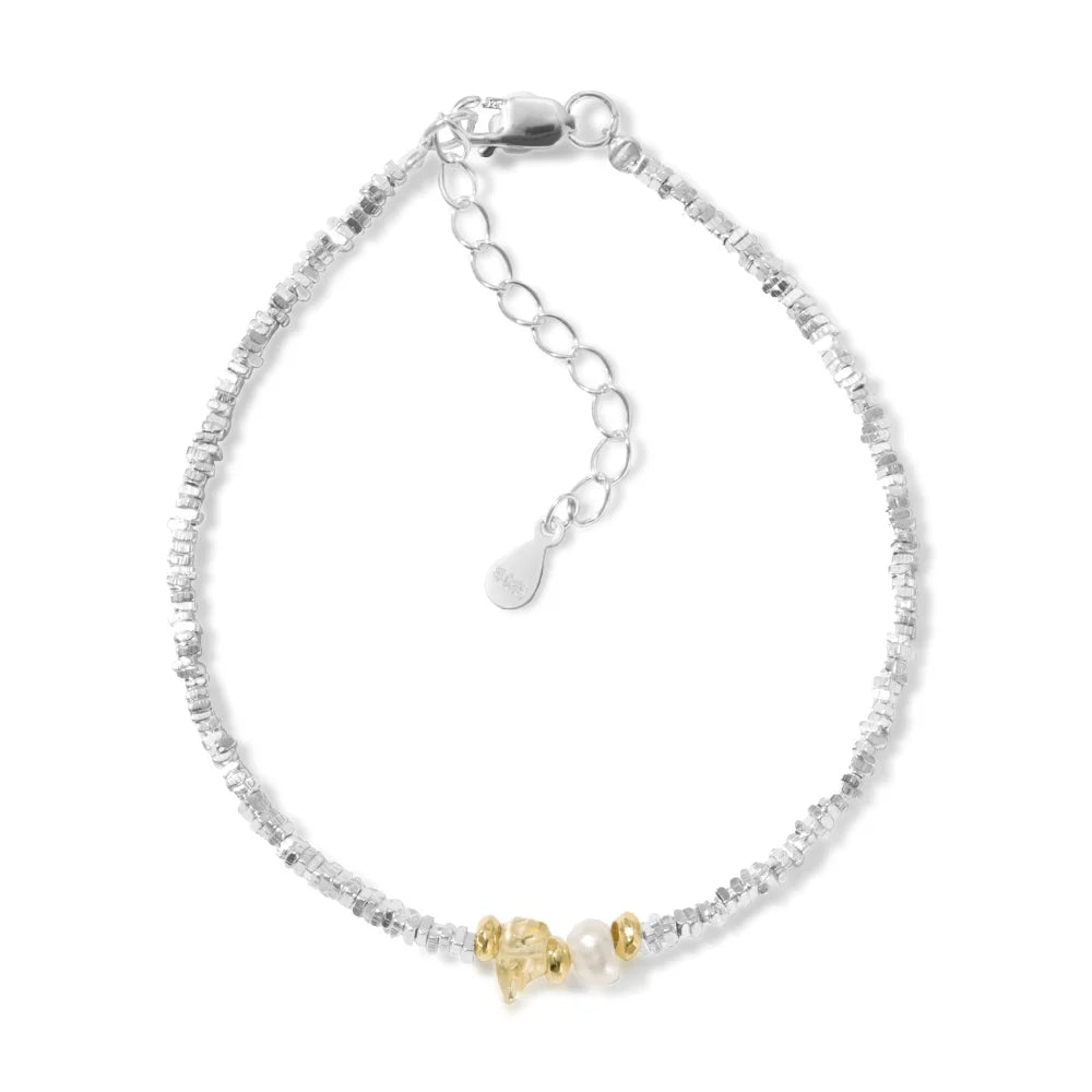 Silver Pearl Multi Shape Beaded Bracelet