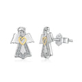 Silver Zircon Round Cut Angel Ear Studs