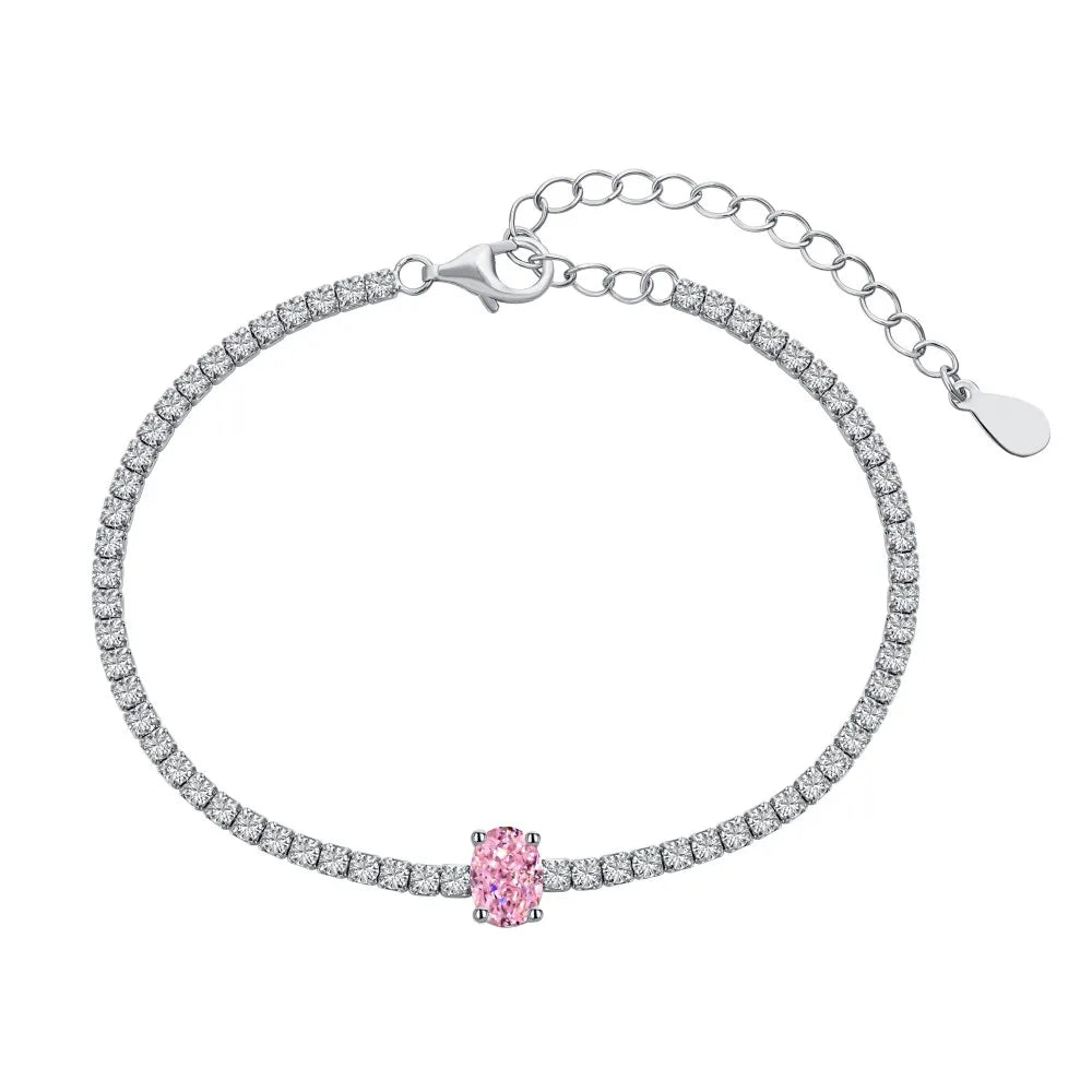 Silver Zircon Oval Cut Classic Tennis Bracelet