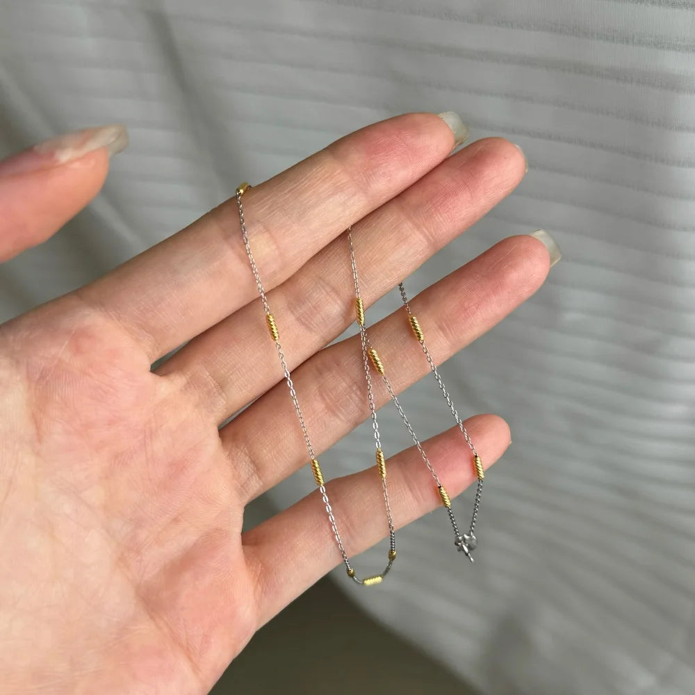 Silver Columnar Chain Necklace