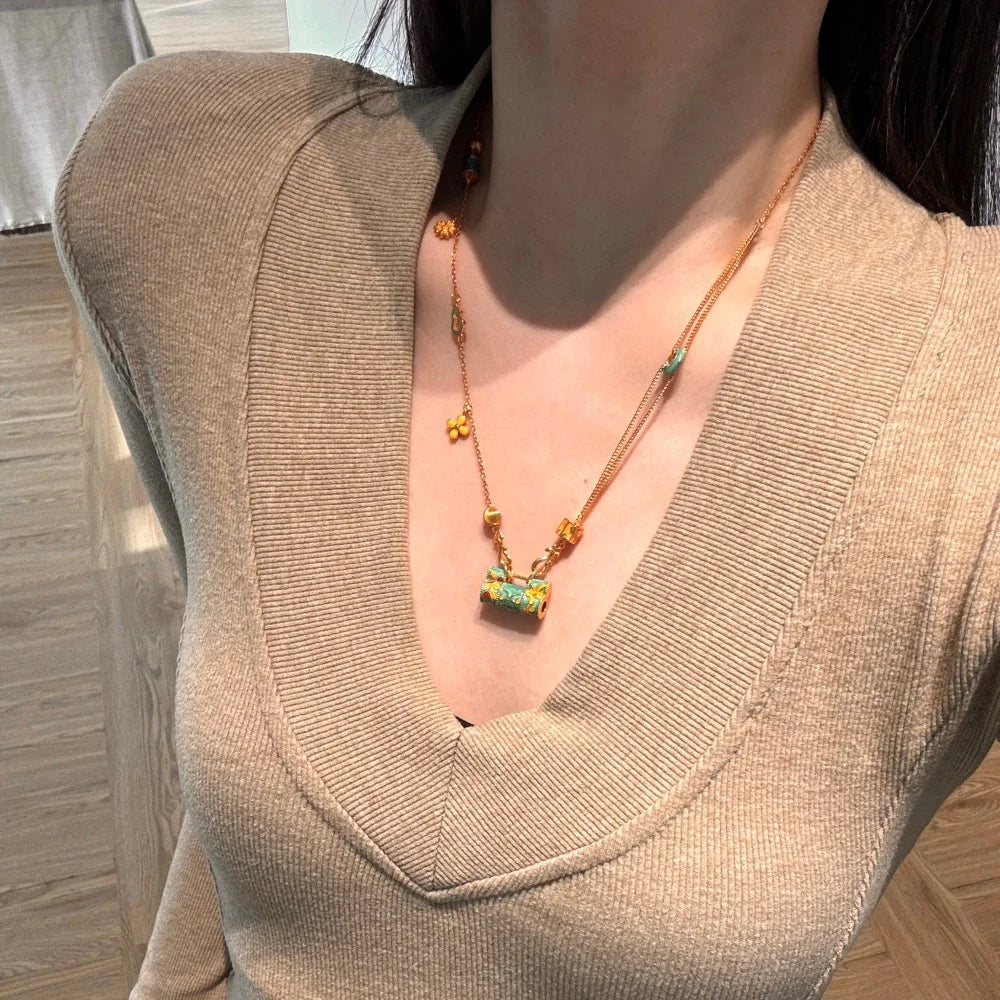 Silver Longevity Lock Pendant Necklace