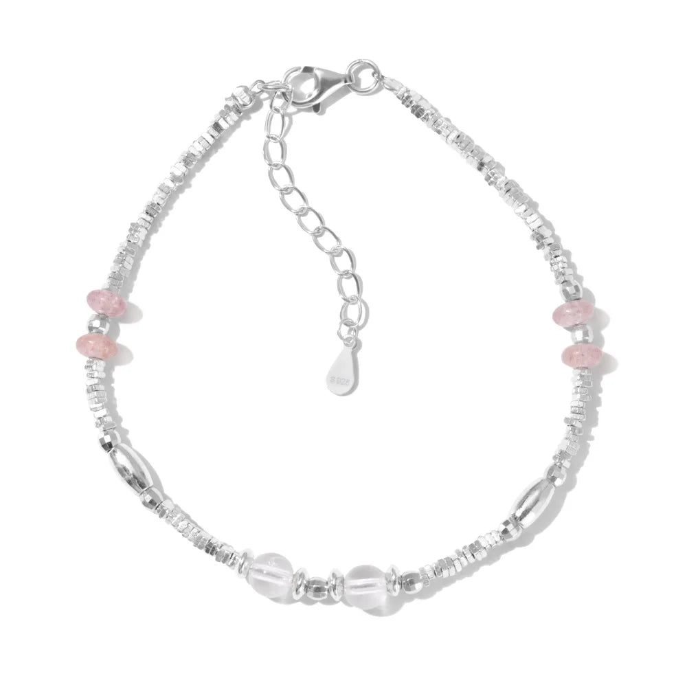 Silver Crystal Round Cut Multi Layer Beaded Bracelet