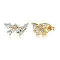 Silver Zircon Pear Cut Irregular Ear Studs