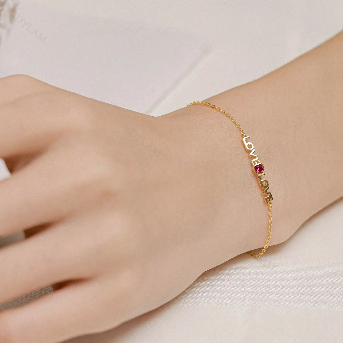 Silver Zircon Heart Cut Love Chain Bracelet