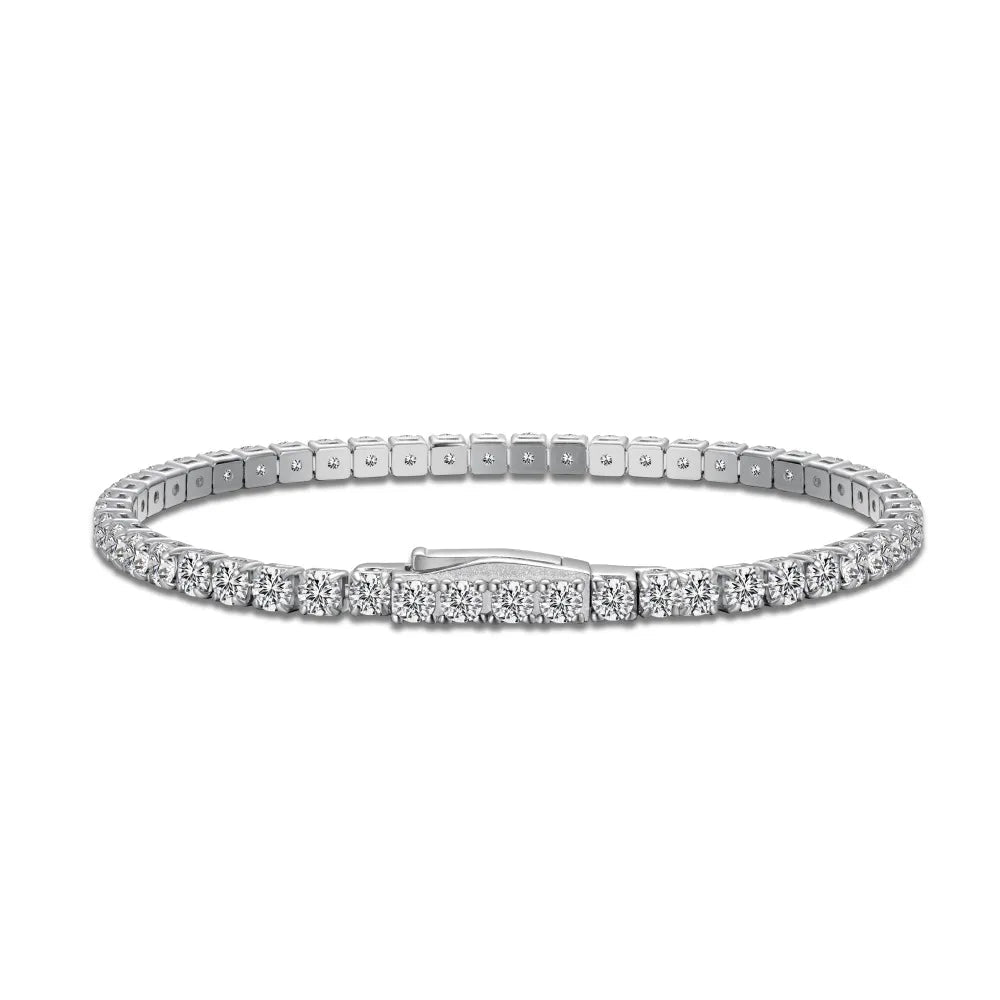 Silver Zircon Round Cut Cubic Tennis Bracelet