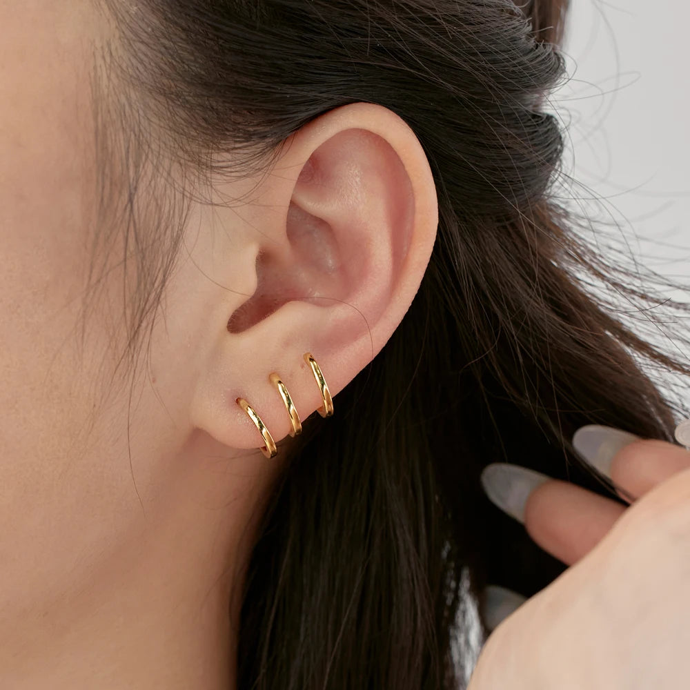 Silver Twisted Multi Layer Huggie Earrings