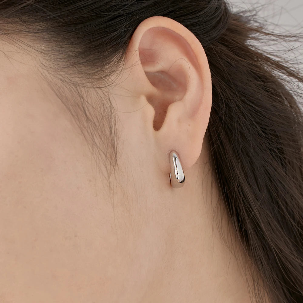 Silver Chunky Huggie Earrings