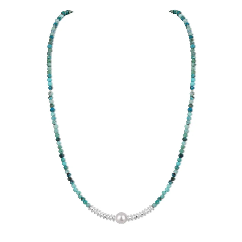 Silver Pearl Simple Beaded Necklace