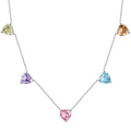 Silver Zircon Heart Cut Charm Chain Necklace