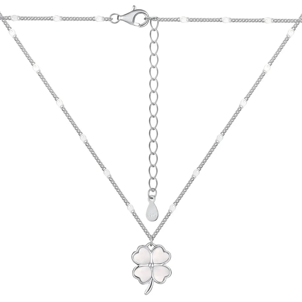 Silver 4 Leaf Clover Pendant Necklace