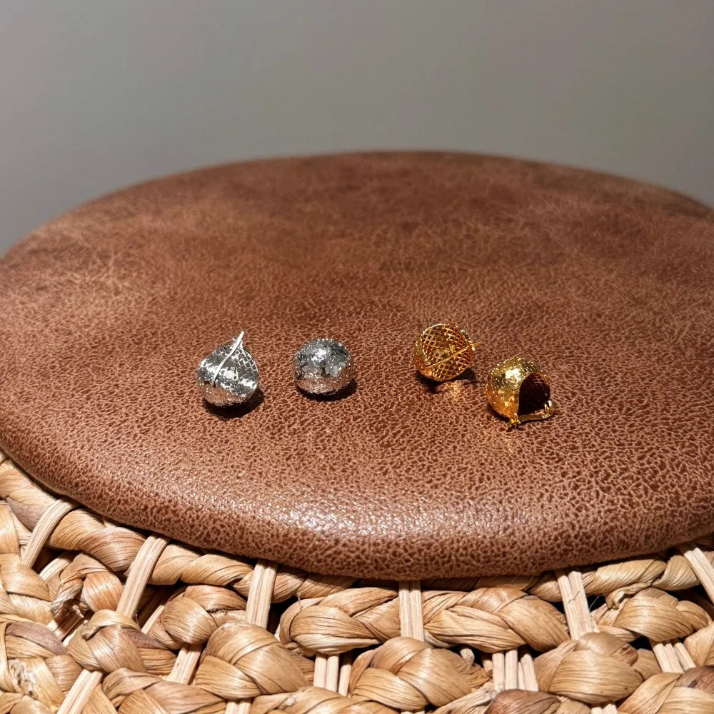 Silver Textured Sphere Huggie Earrings