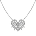 Silver Zircon Round Cut Iced Heart Pendant Necklace