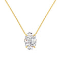 Silver Zircon Oval Cut Big Single Pendant Necklace