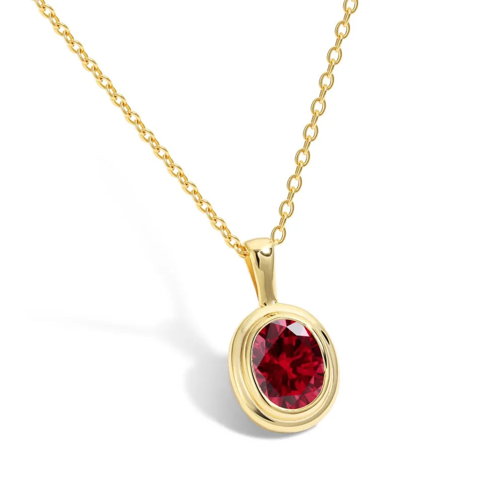 Silver Zircon Oval Cut Solitaire Pendant Necklace