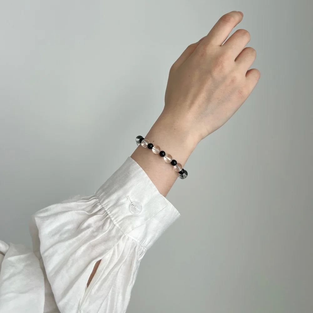 Crystal Onyx Round Cut Multi Shape Beaded Bracelet