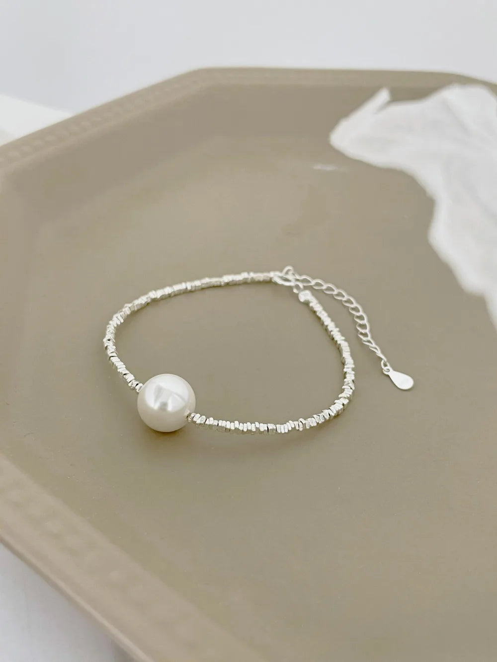 Silver Pearl Bangles Beaded Bracelet
