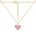 Silver Zircon Princess Cut Inlaid Heart Pendant Necklace