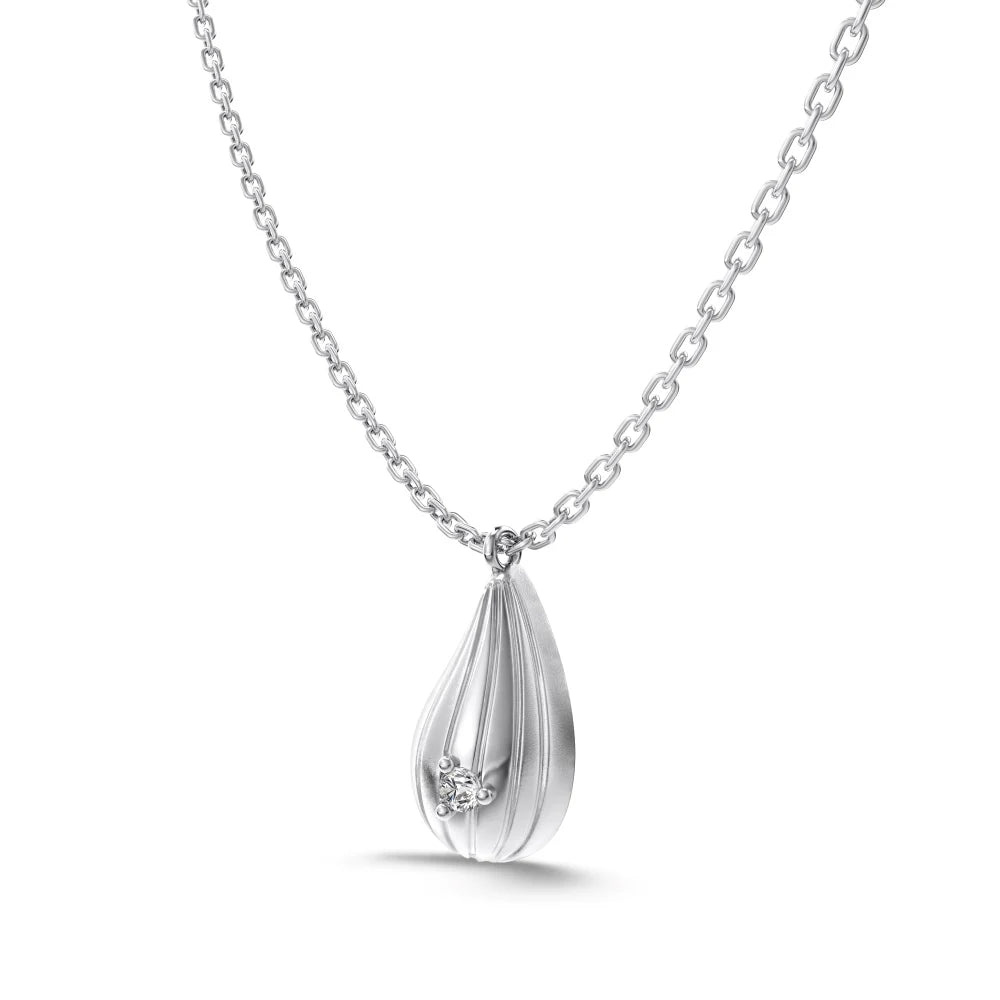 Silver Zircon Round Cut Tear Pendant Necklace