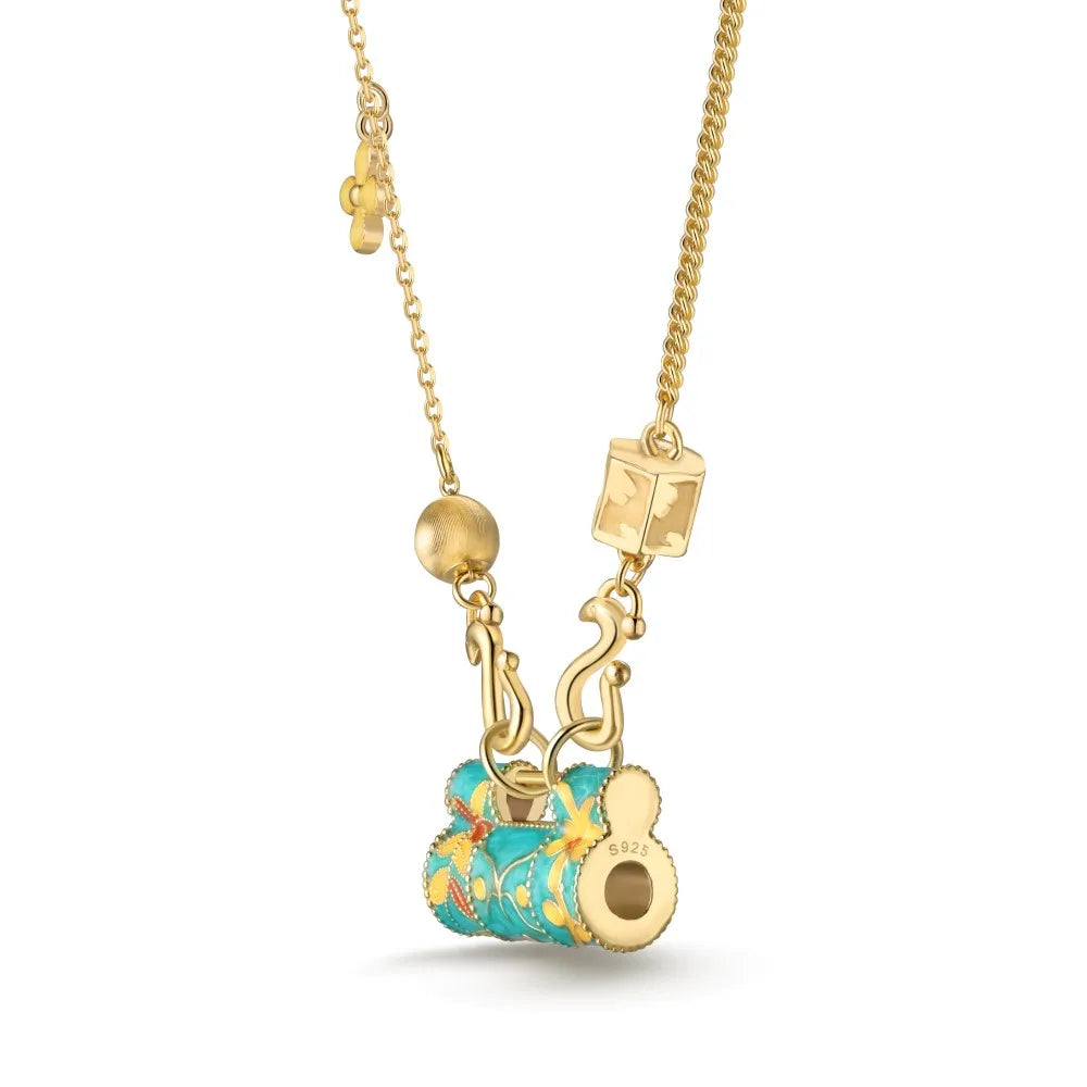 Silver Longevity Lock Pendant Necklace