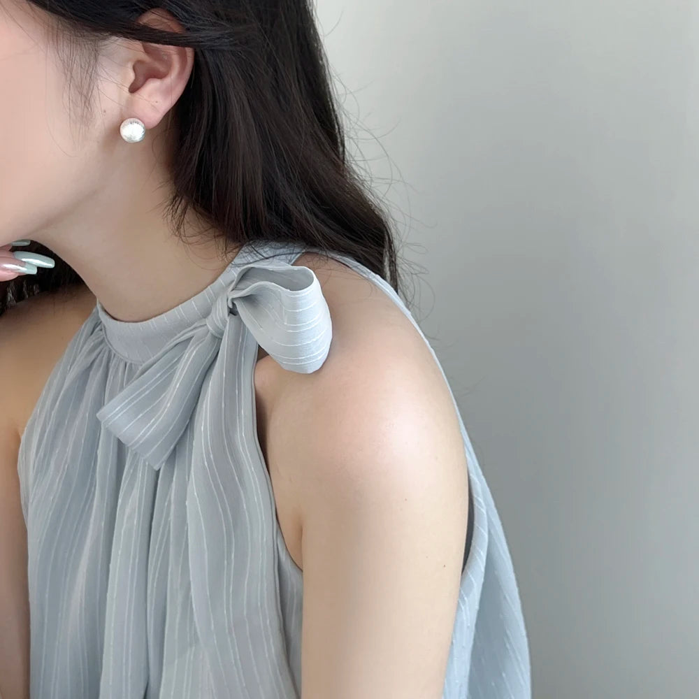 Silver Brushed Ear Studs