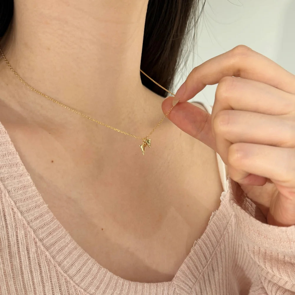 Silver Zircon Round Cut Cheese Pendant Necklace