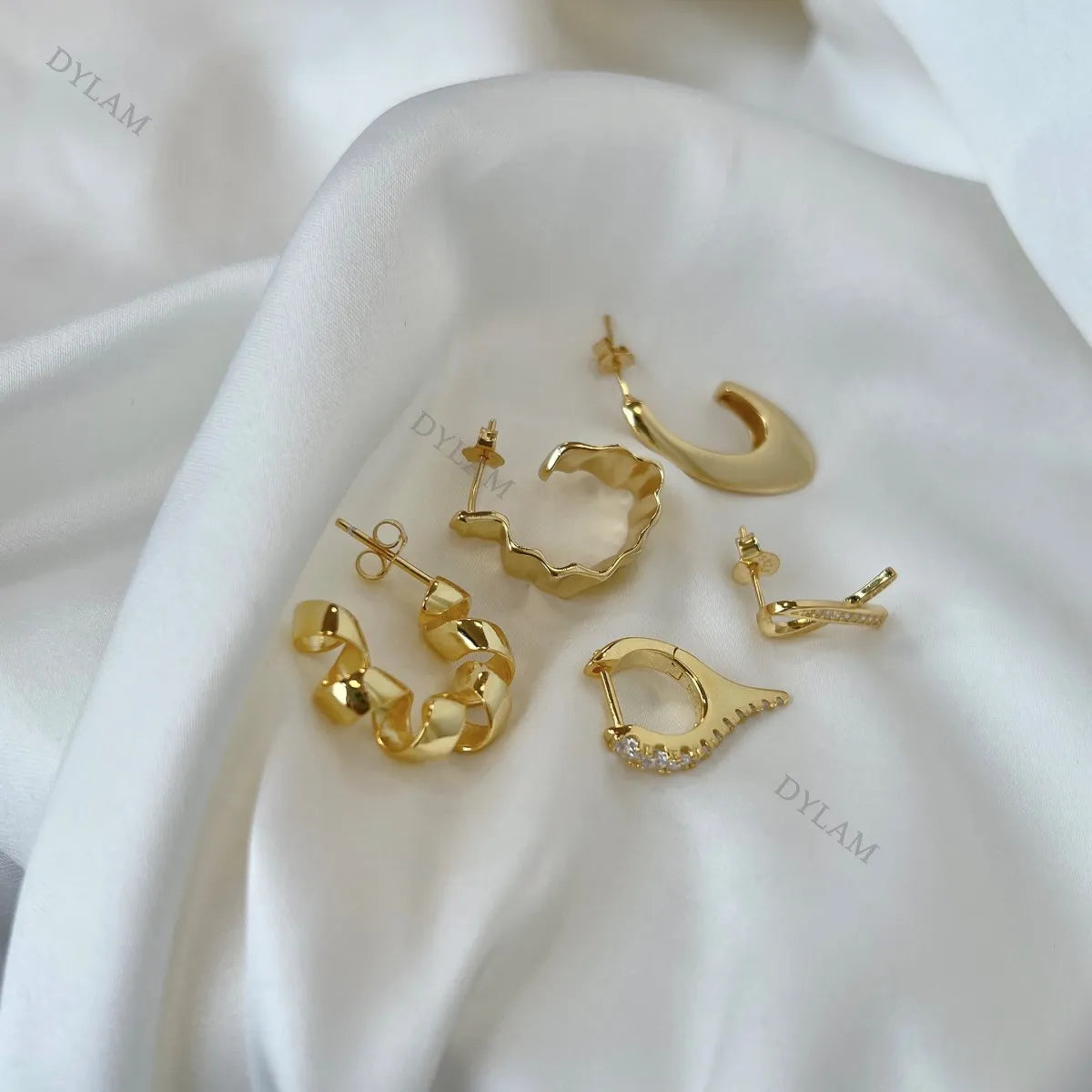 Silver Half Moon Ear Hoops