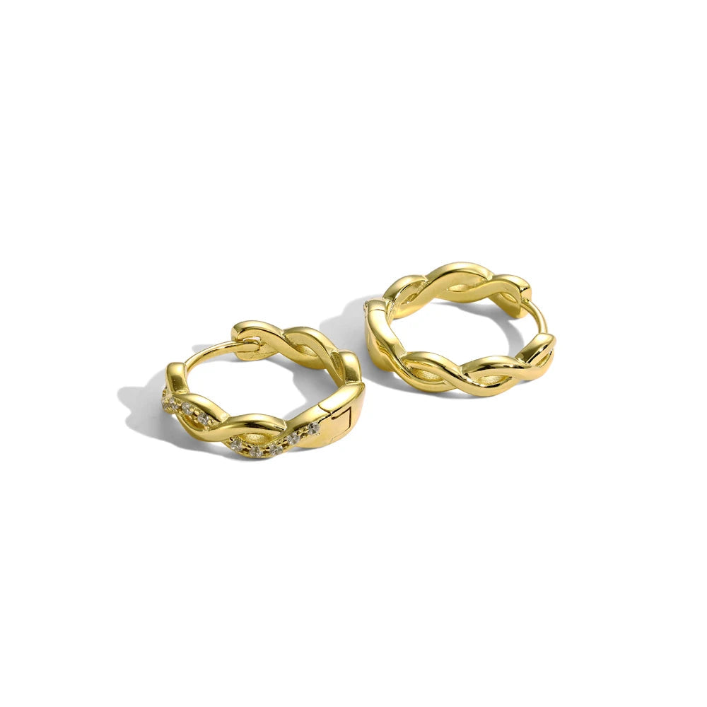 Silver Zircon Round Cut Wrapped Ear Hoops